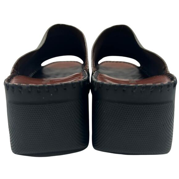 New Naturalizer Pewter Leather Slide Sandals 11 Wedge Slip-On Metallic Comfort - Picture 9 of 14